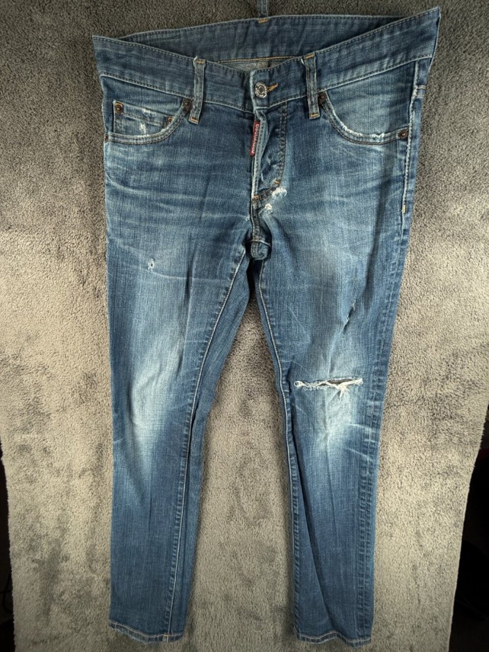 Dsquared2 Slim Jeans Men Denim Urban Cotton Blend Italy Blue Distressed Biker